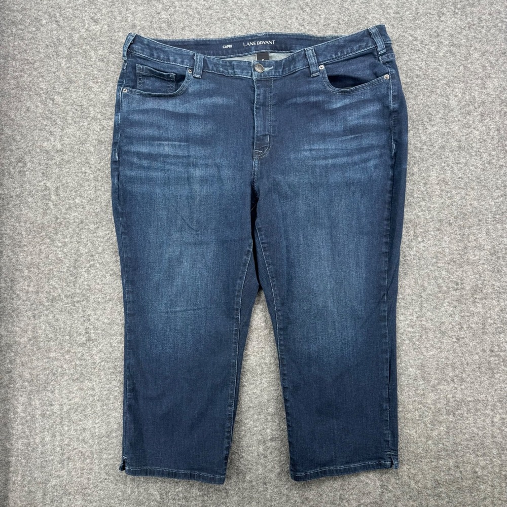 Lane Bryant Womens Plus Size 24 Dark Wash Capri Jeans Stretch Denim Whiskered